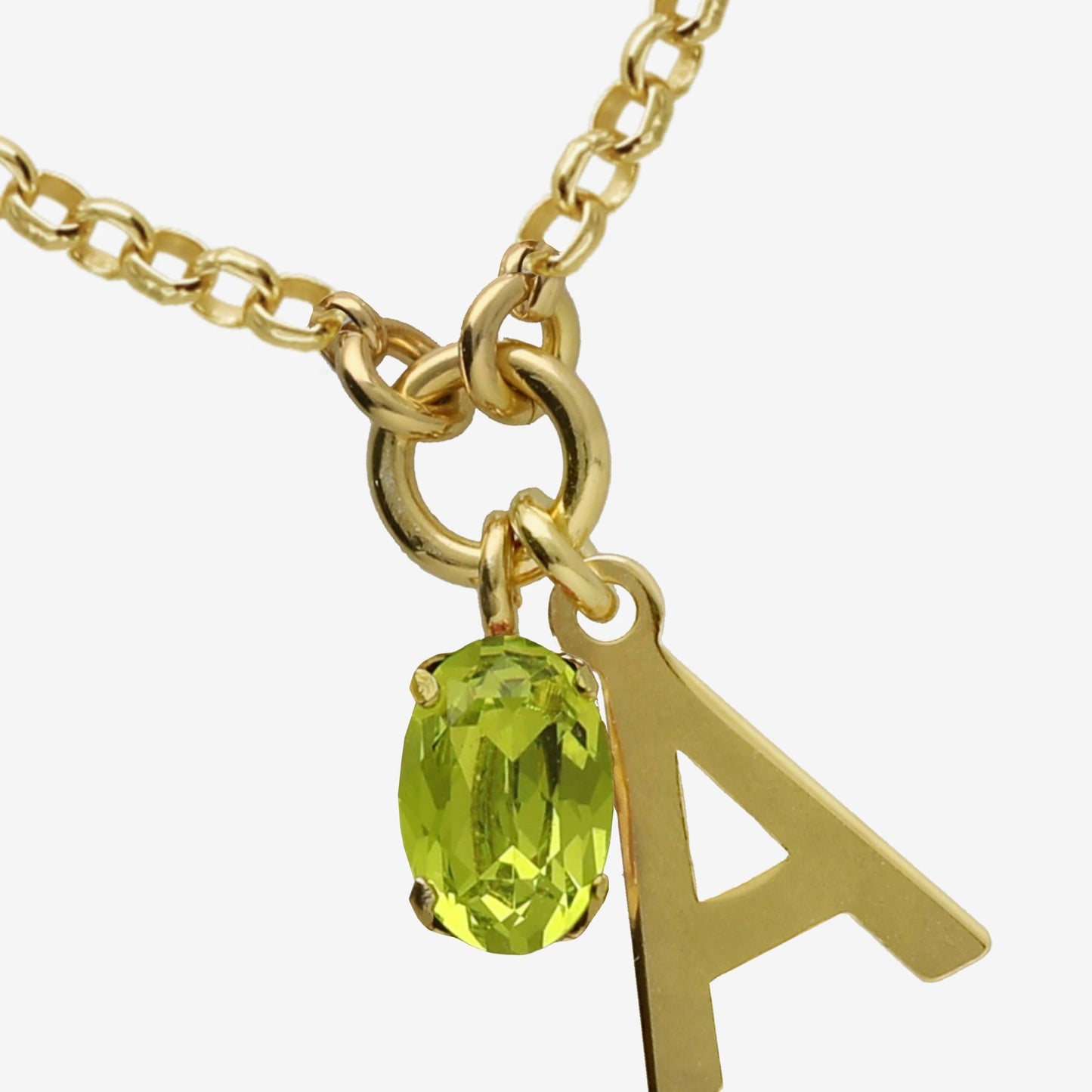 Gold plated Sterling Silver Short necklace letter green crystal from Initiale