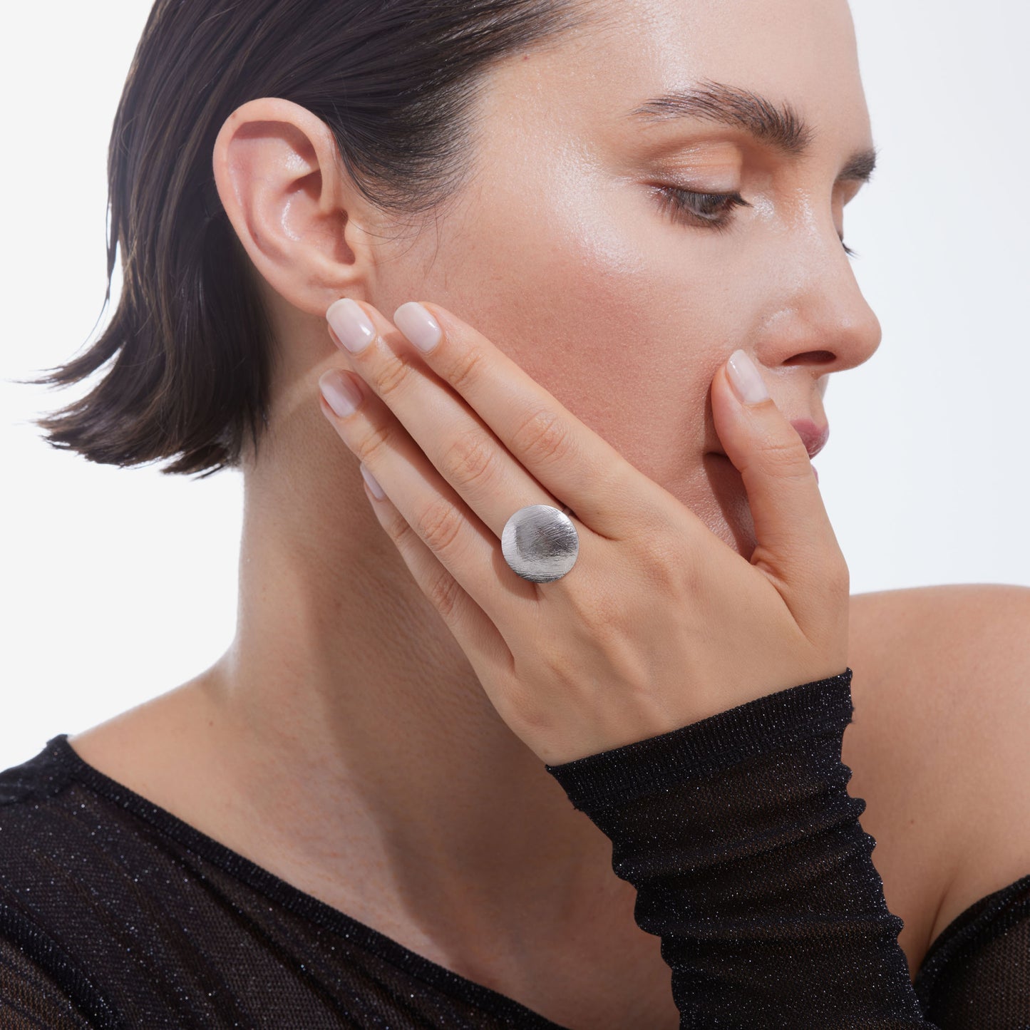 Sterling Silver Adjustable ring sphere from Zoom