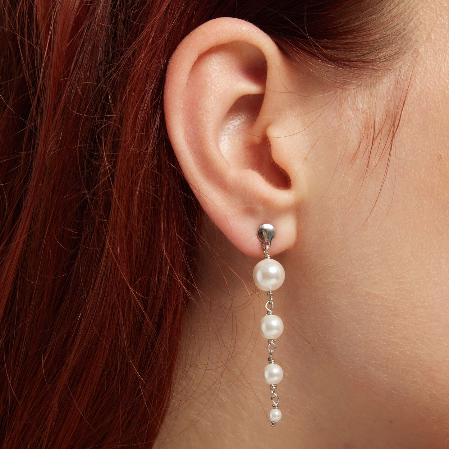 Long earrings with pearl in silver from Aurore