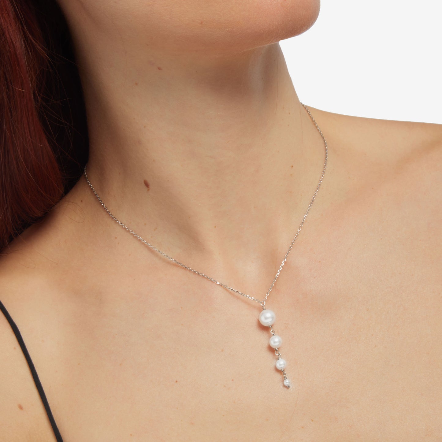 Long necklace with pearl in silver from Aurore