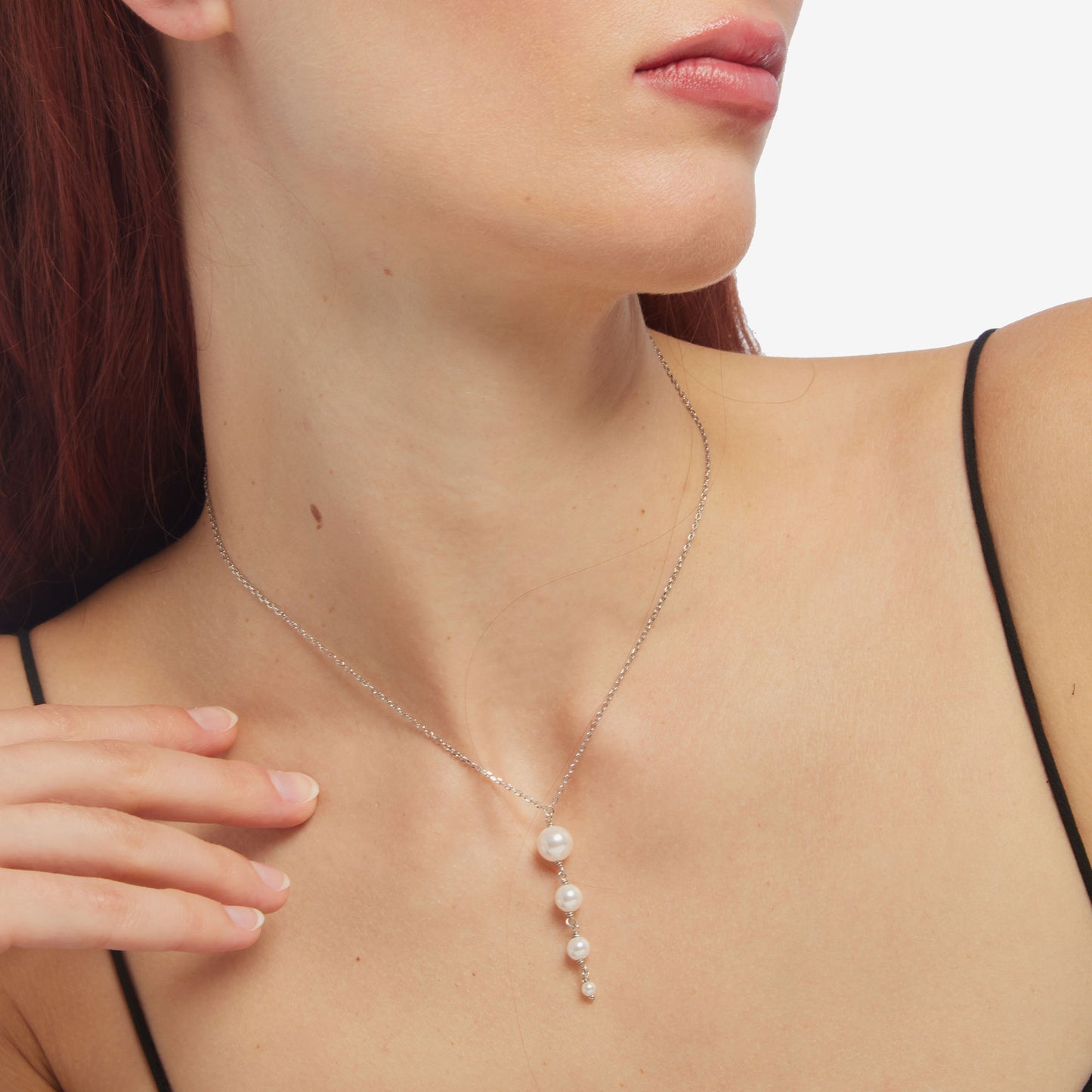 Long necklace with pearl in silver from Aurore