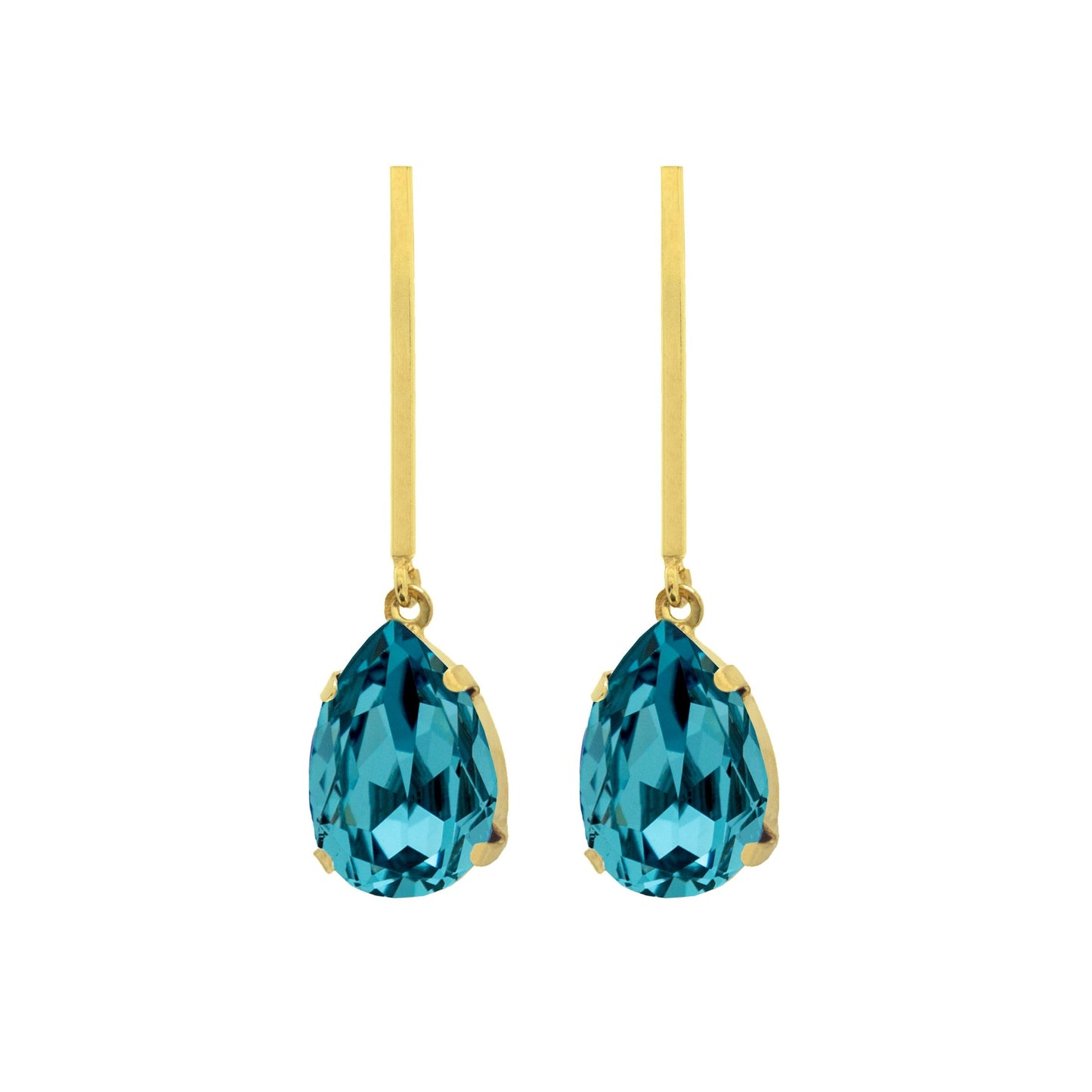 Gold plated Sterling Silver Long earrings drop crystal from Iconic