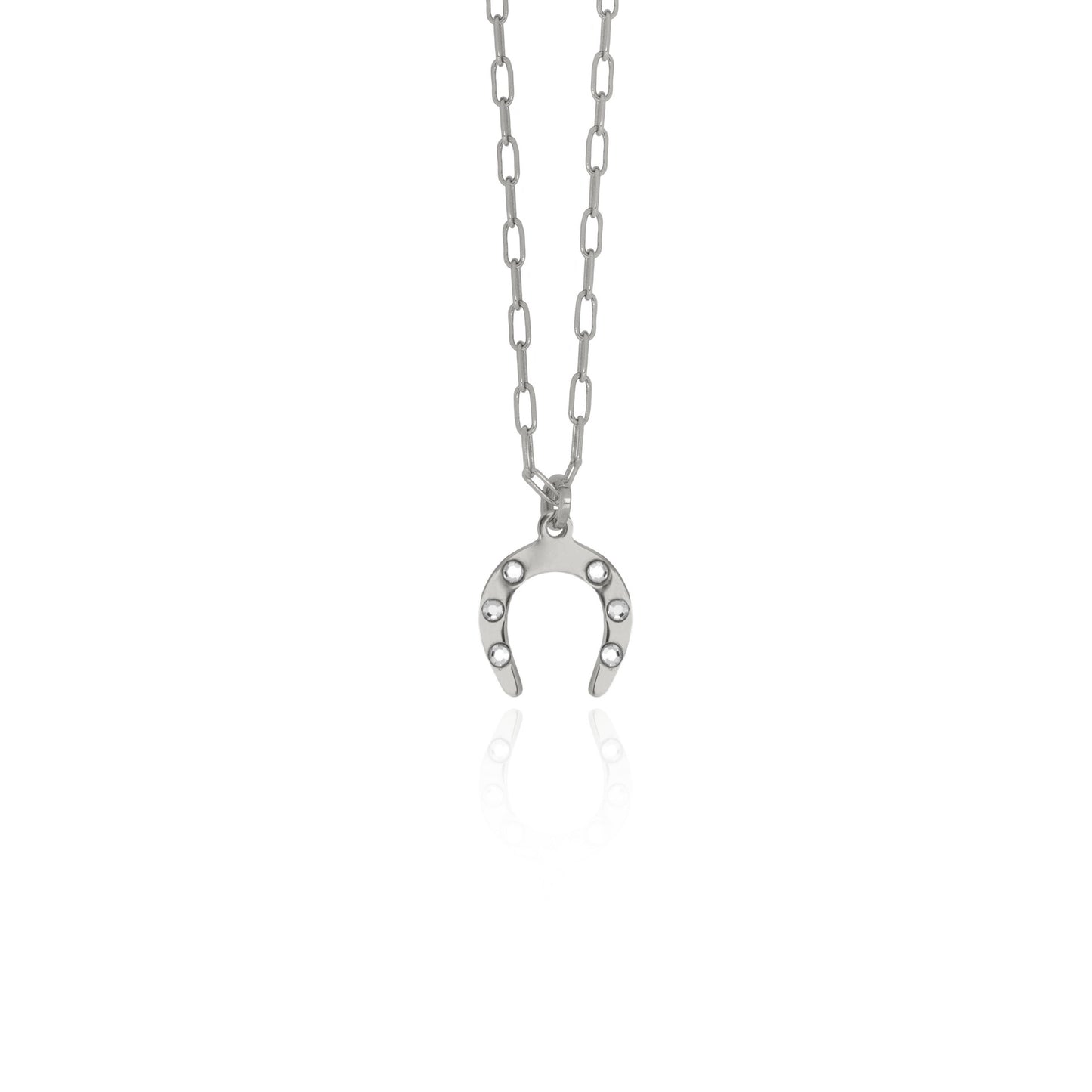 Sterling Silver Short necklace horseshoe white crystal from Neutral