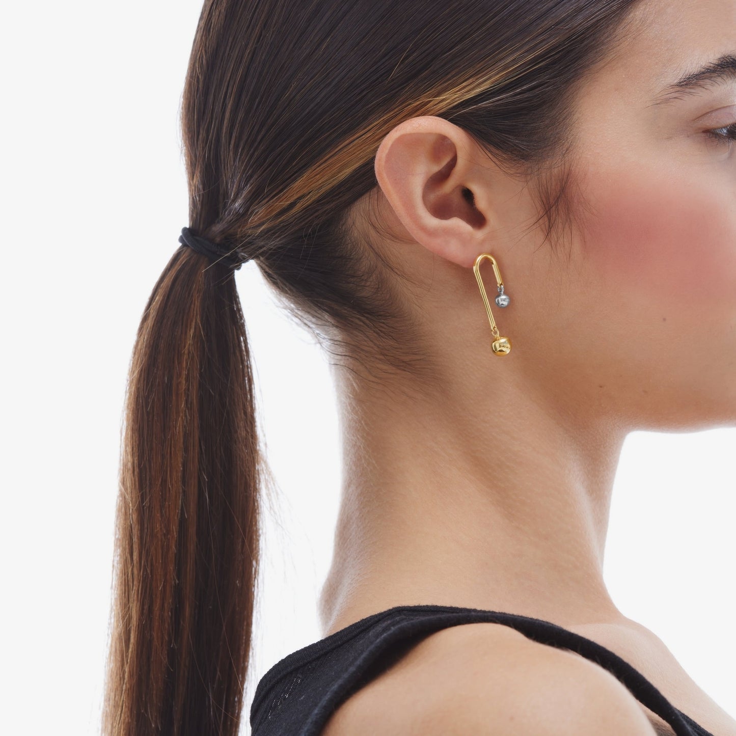 Rhodium and Gold plated Sterling Silver Long earrings  sphere from Copenhagen