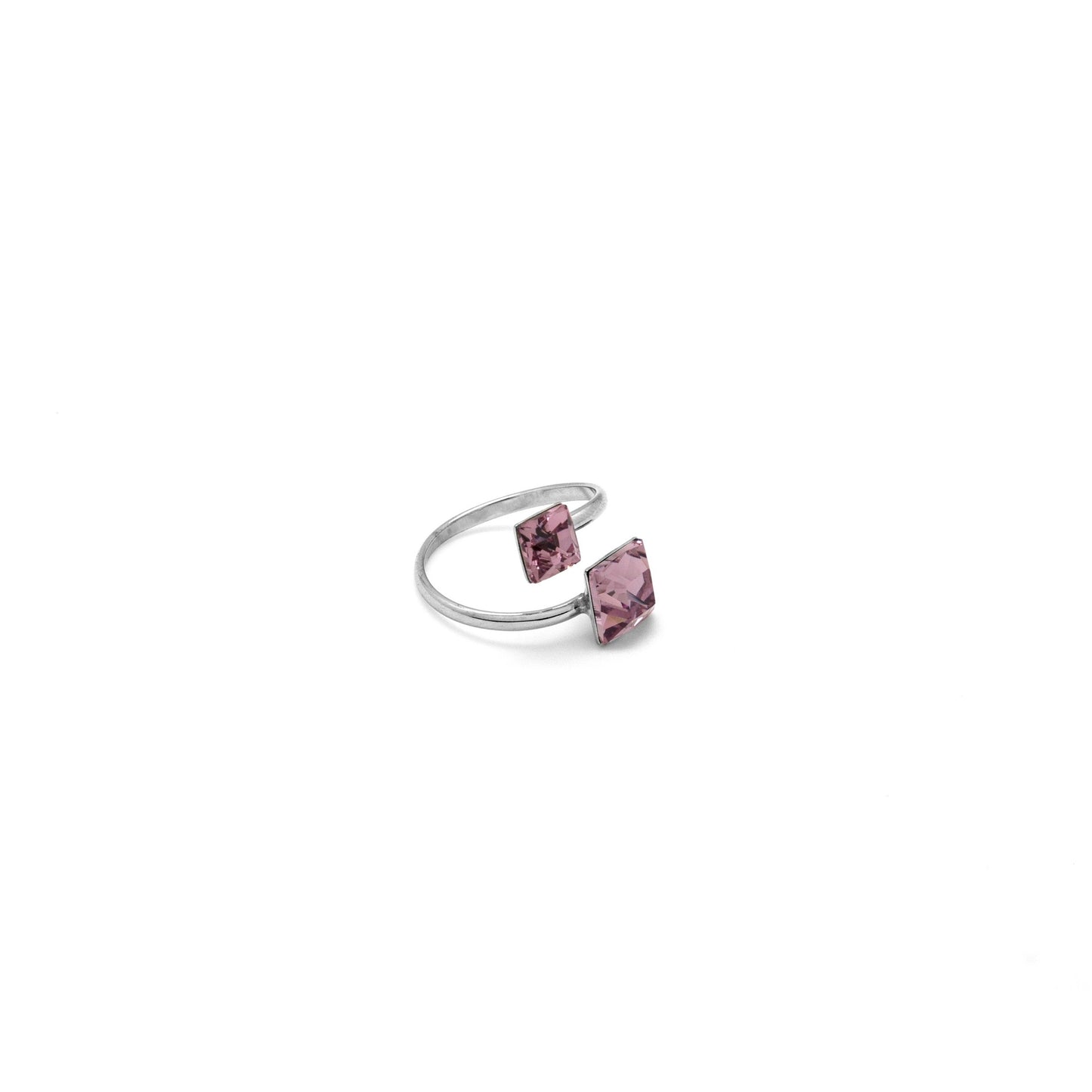 Rhodium Plated Sterling Silver Adjustable ring crystal from Fantasy