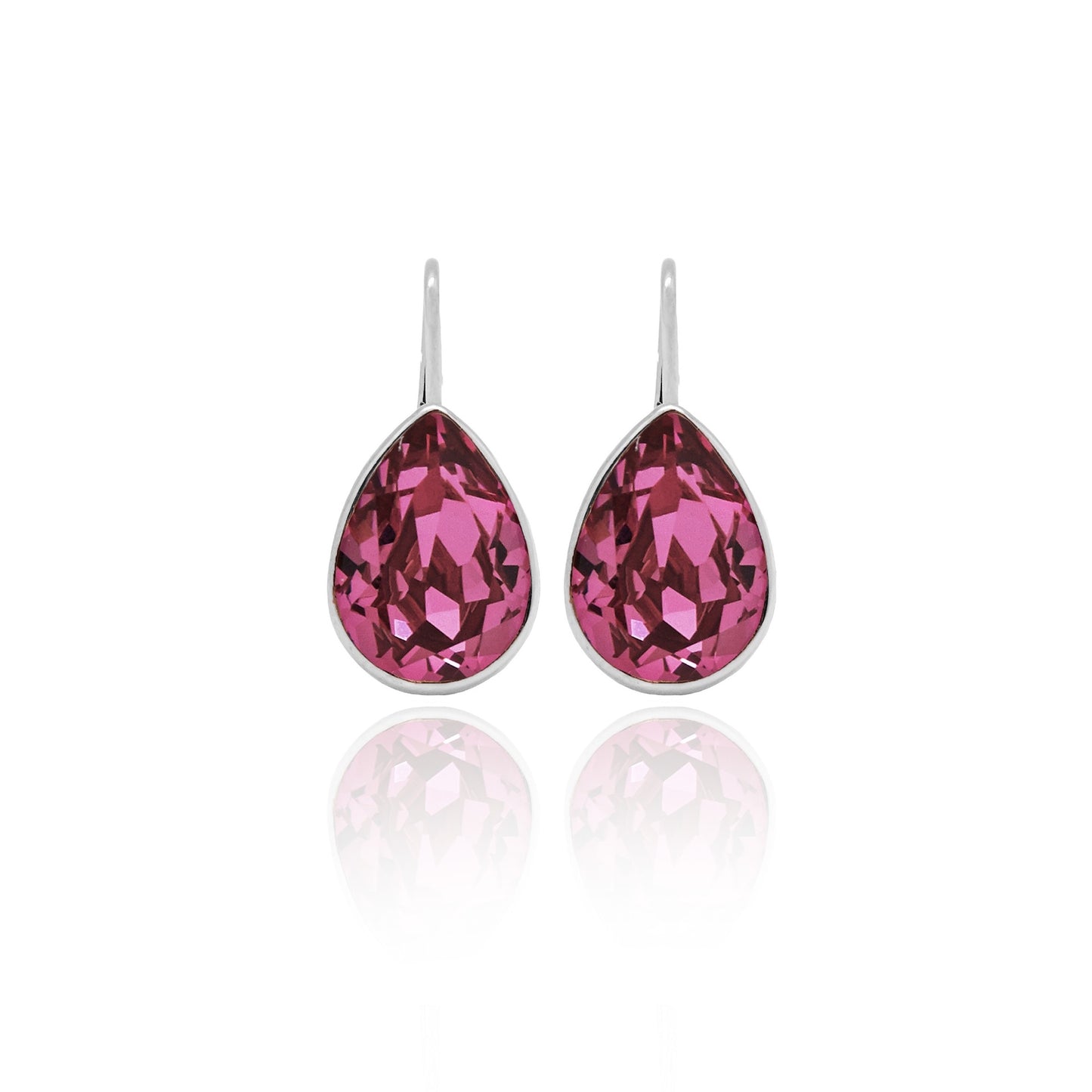 Rhodium Plated Sterling Silver Short earrings drop crystal from Essential