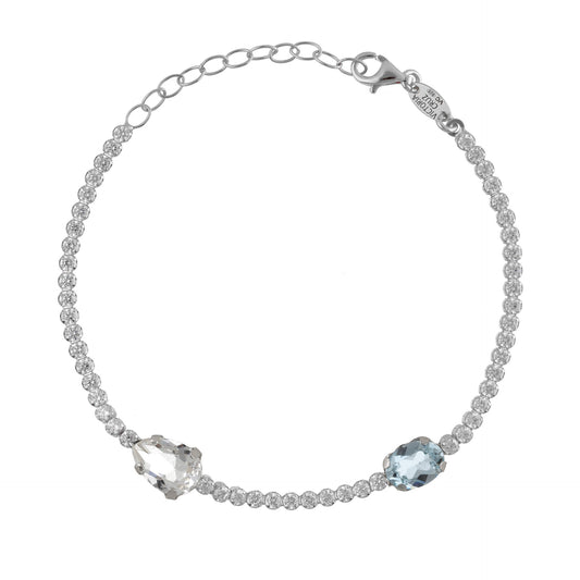 Rhodium plated Sterling Silver bracelet waterfall blue crystal from Clarity