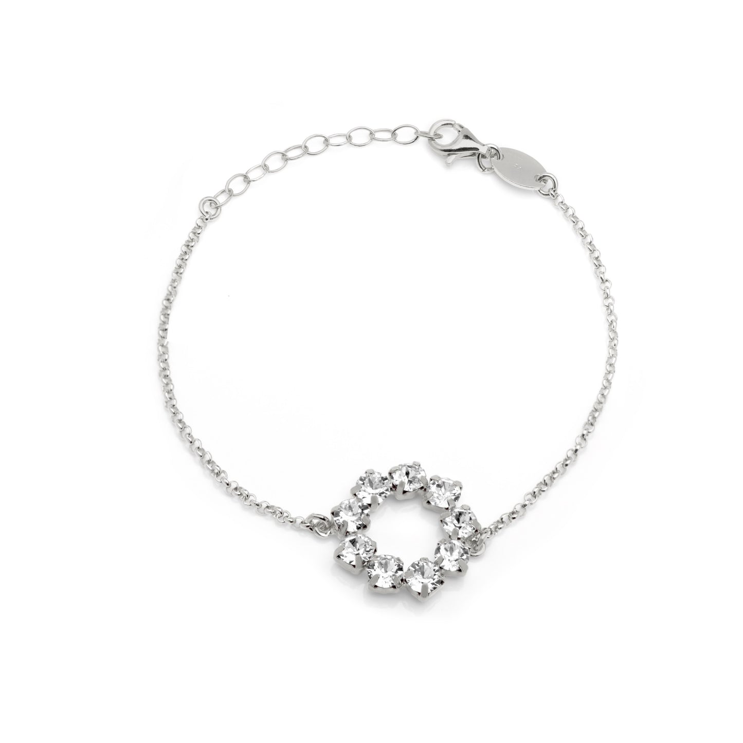 Pulsera círculo cristal blanco en Plata de Fiorella