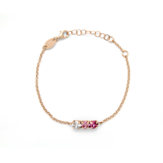 Pulsera cristal en Plata baño Oro Rosa de Aura