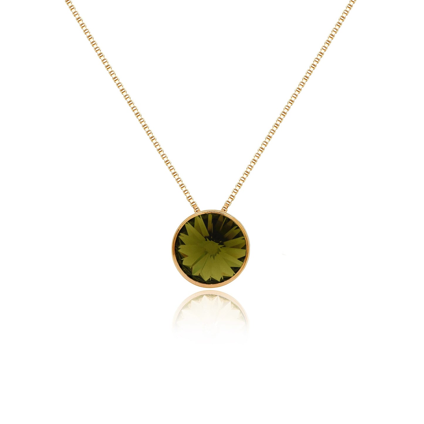 Gold plated Sterling Silver Short necklace 11,5mm circle crystal from Basic