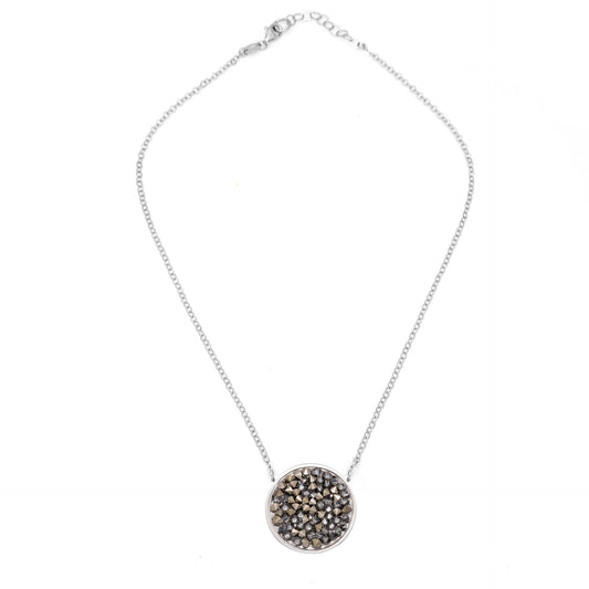 Rhodium Plated Sterling Silver Short necklace crystal