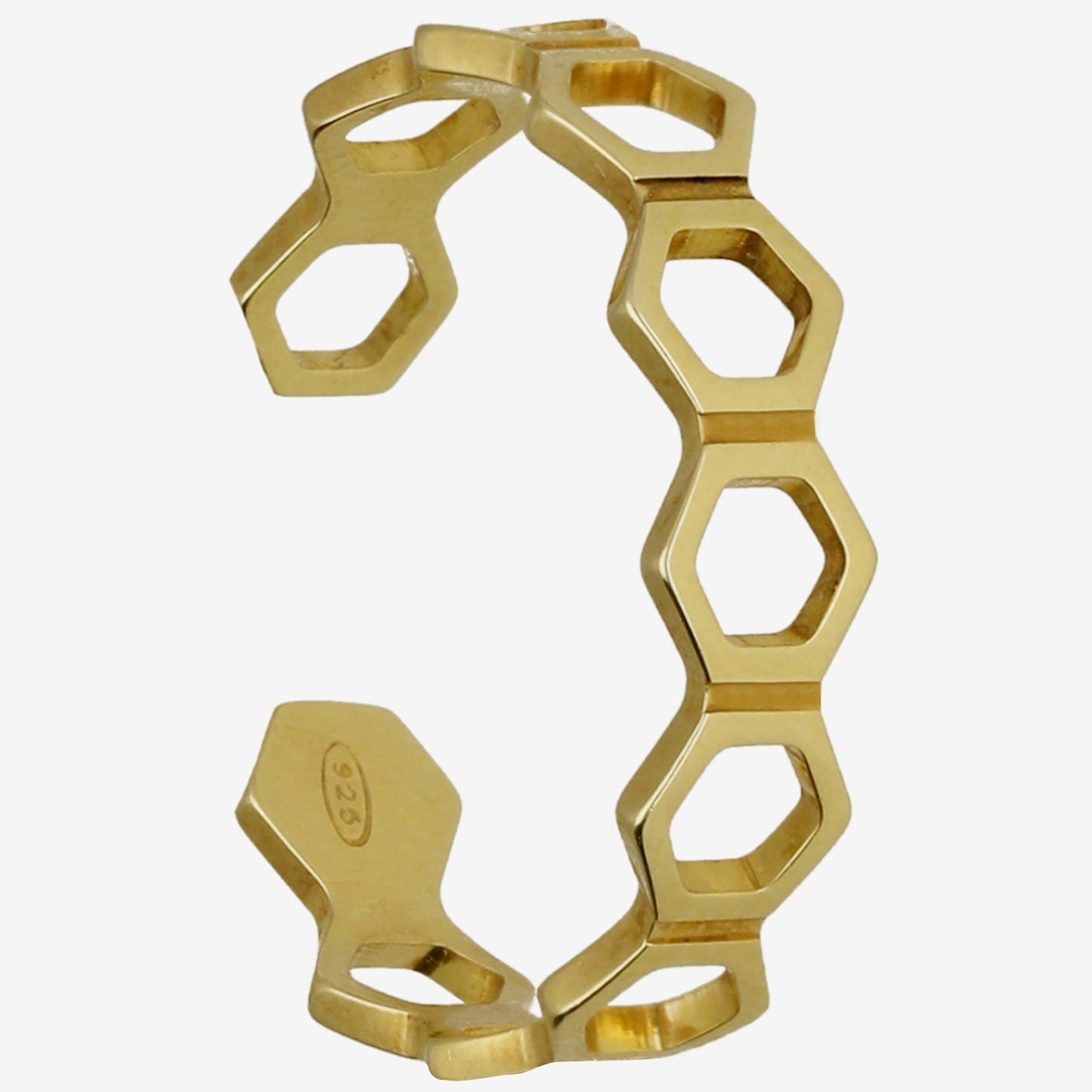 Gold plated Sterling Silver Adjustable ring hexagonal from Honey