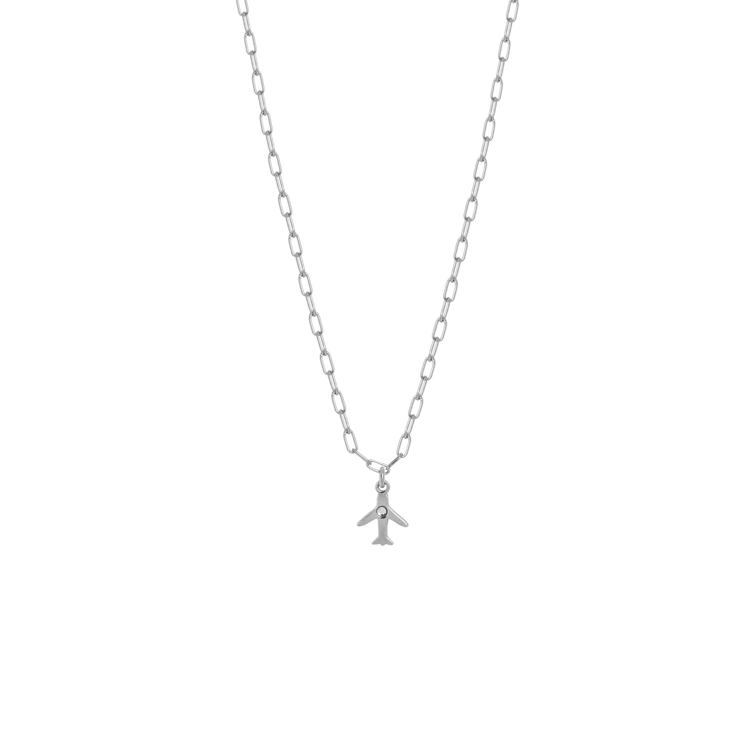 Sterling Silver Short necklace plane white crystal from Dakota