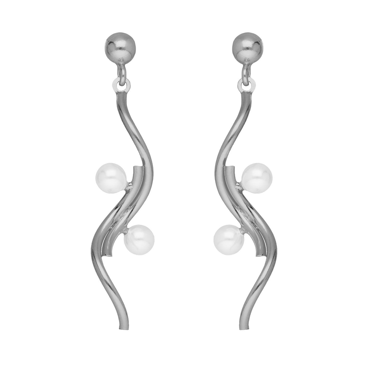 Sterling Silver Long earrings pearl from Milan