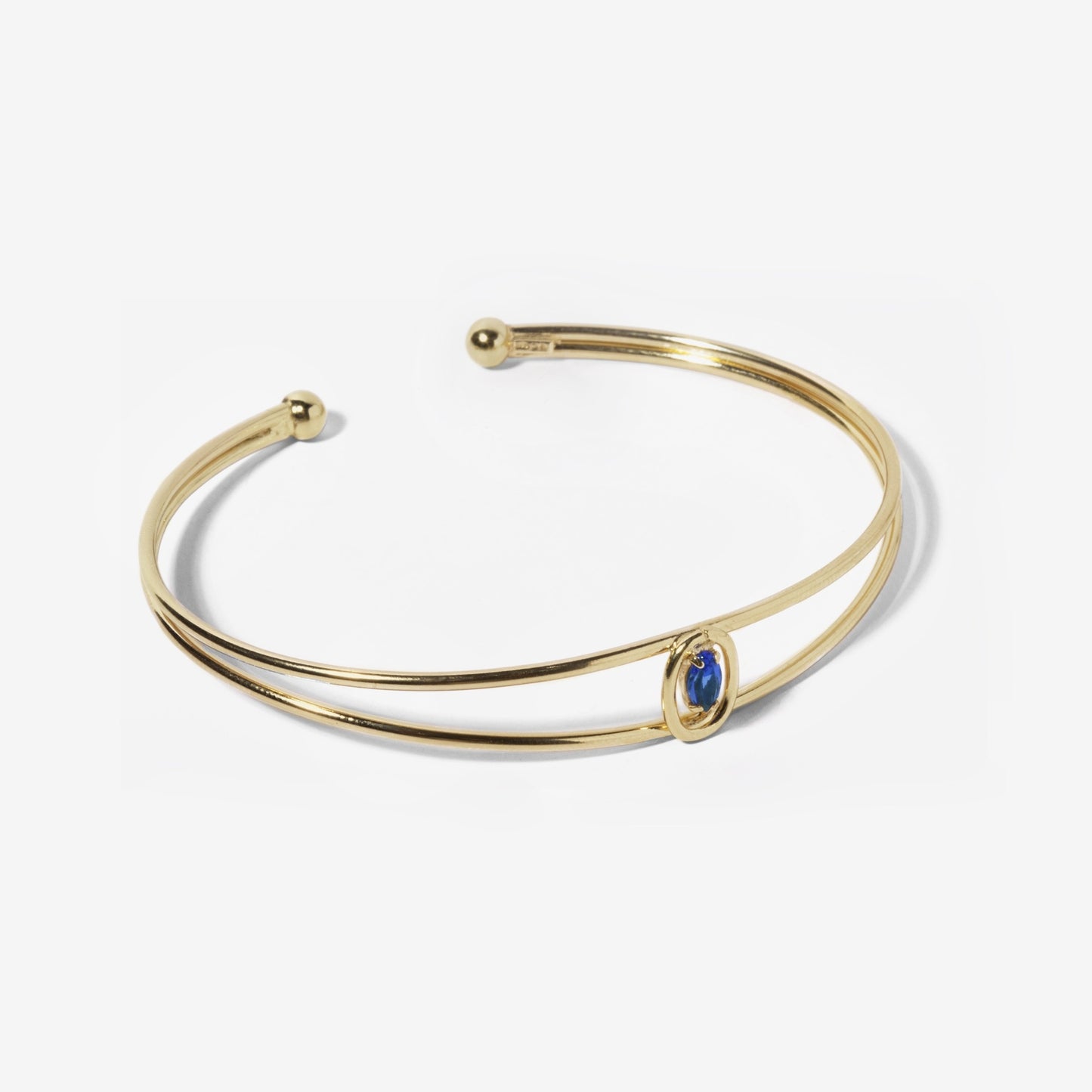 Brazalete oval cristal azul en Plata de Etnia