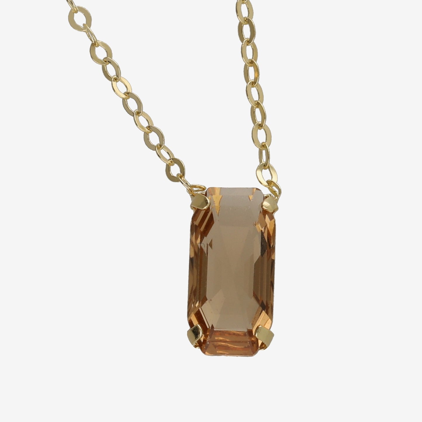 Gold plated Sterling Silver Short necklace rectangle crystal from Inspire