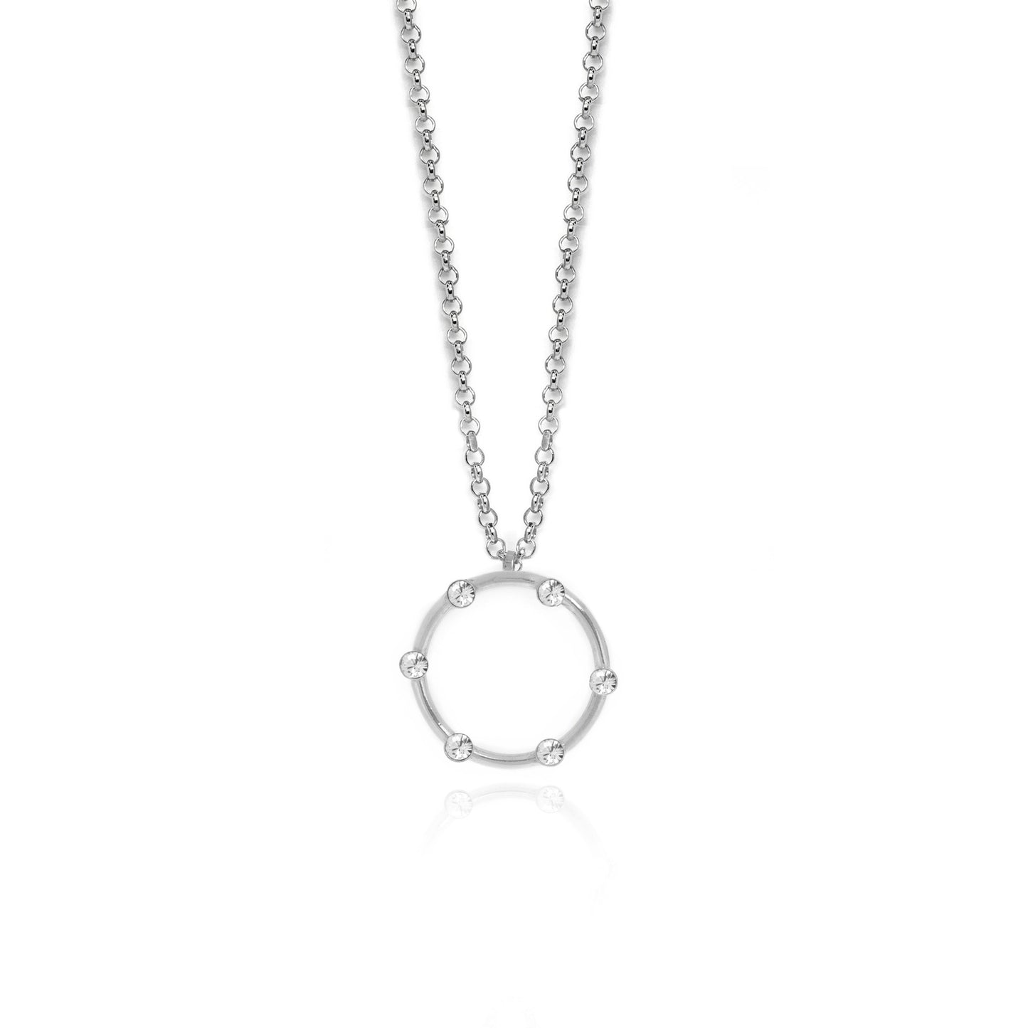 Rhodium Plated Sterling Silver Short necklace circle crystal from Iris