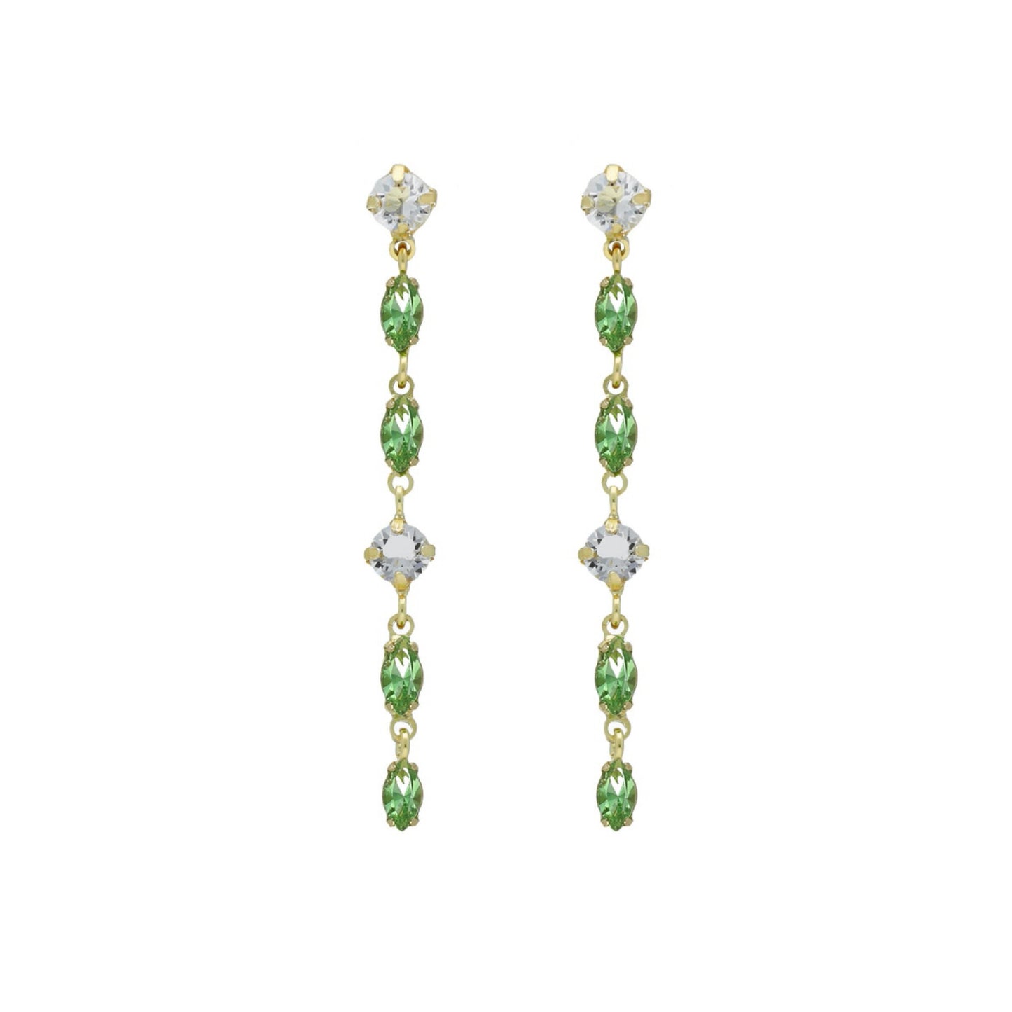 Gold plated Sterling Silver Long earrings crystal from Maisie