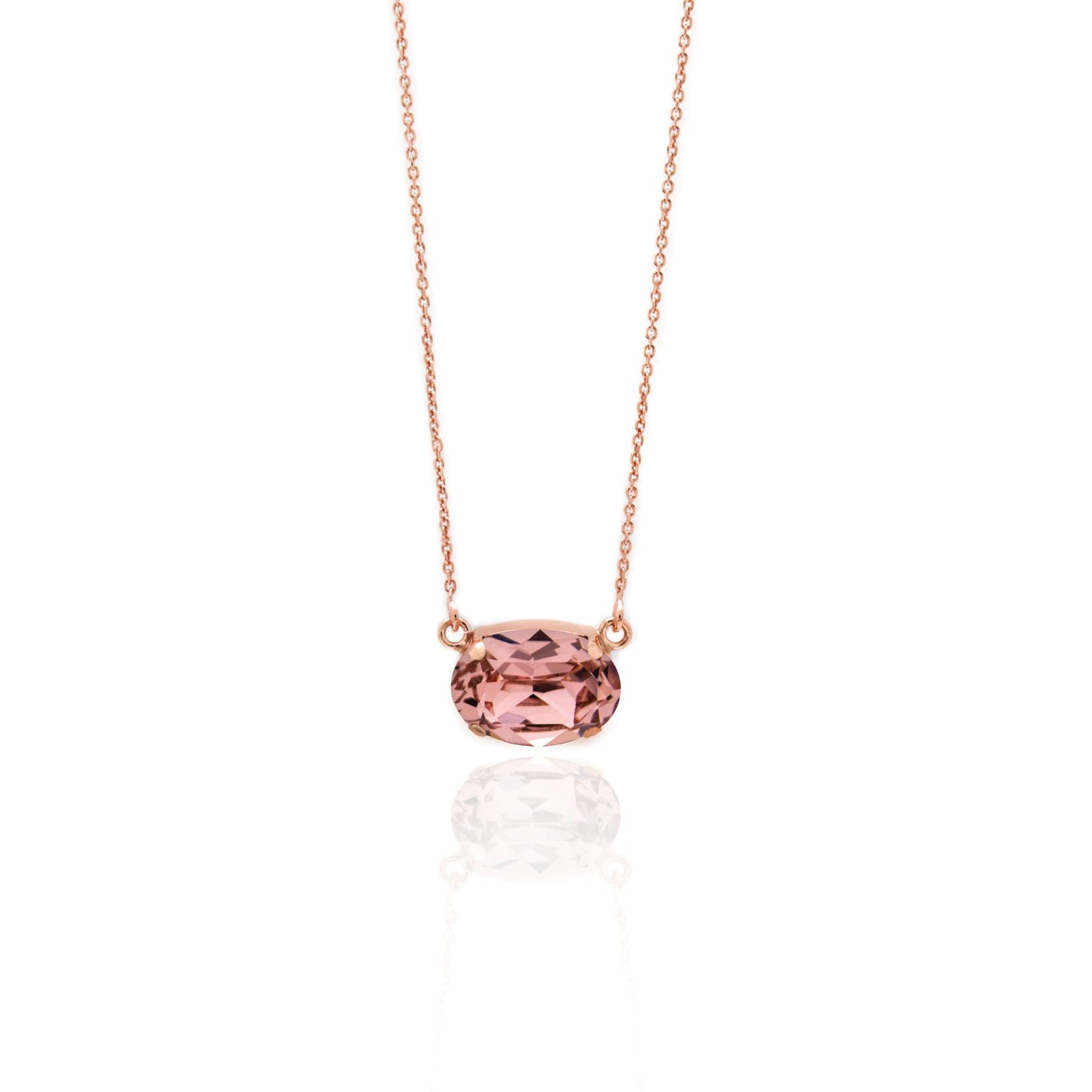 Rose Gold plated Sterling Silver Short necklace oval crystal from Oval