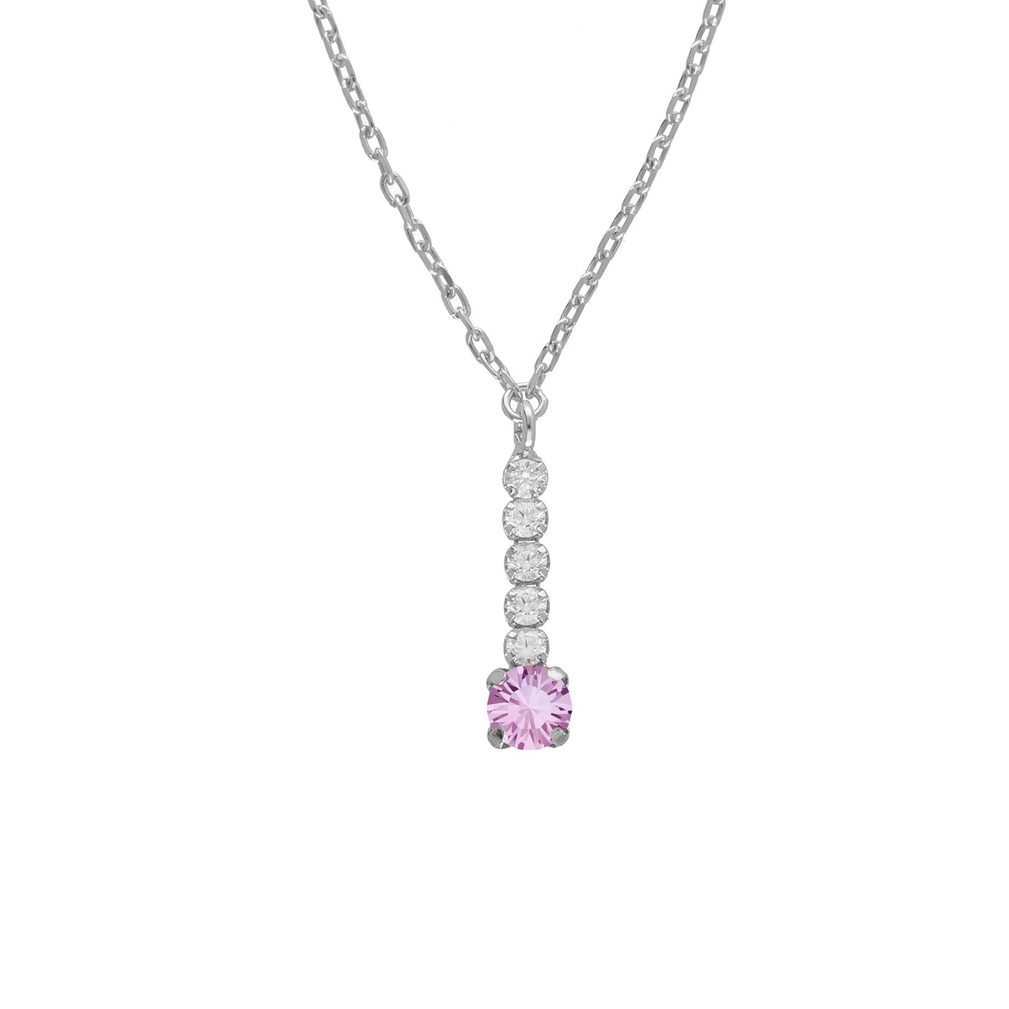 Rhodium Plated Sterling Silver Short necklace waterfall crystal from Shine