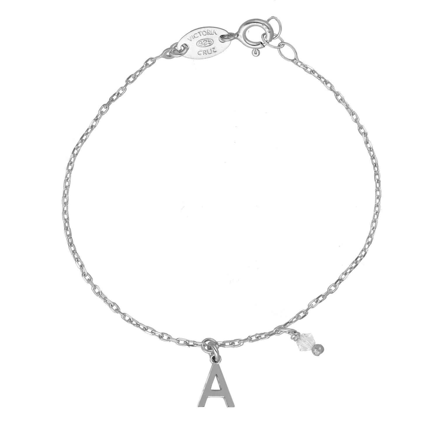 Pulsera personalizada letra blanco en Plata baño rodio de Thename