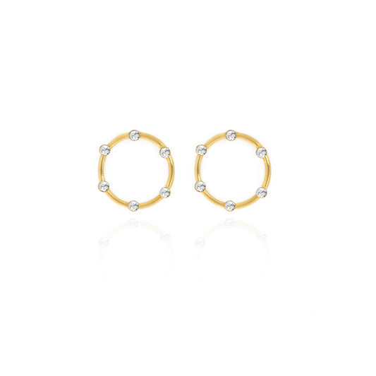 Gold plated Sterling Silver Hoop earrings circle crystal from Iris