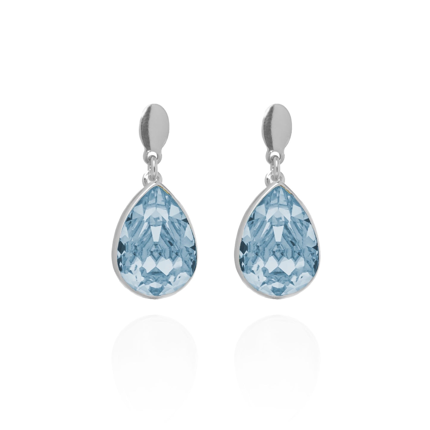 Rhodium Plated Sterling Silver Short earrings drop crystal from Magnolia