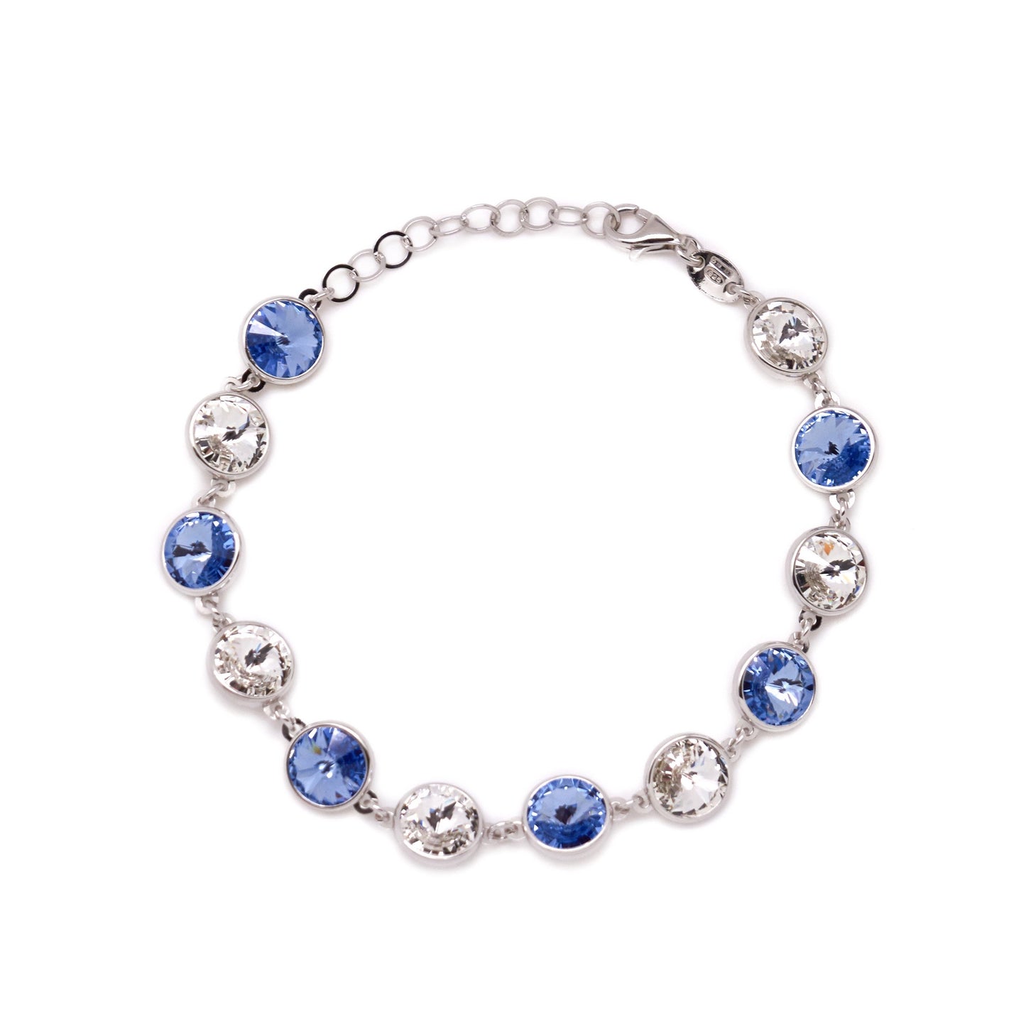 Rhodium Plated Sterling Silver Bracelet circle crystal from Basic