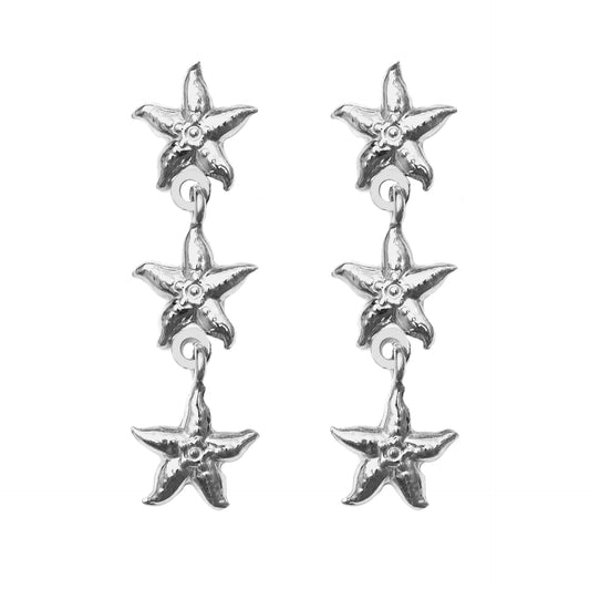 Rhodium Plated Sterling Silver Long earrings star from Bliss