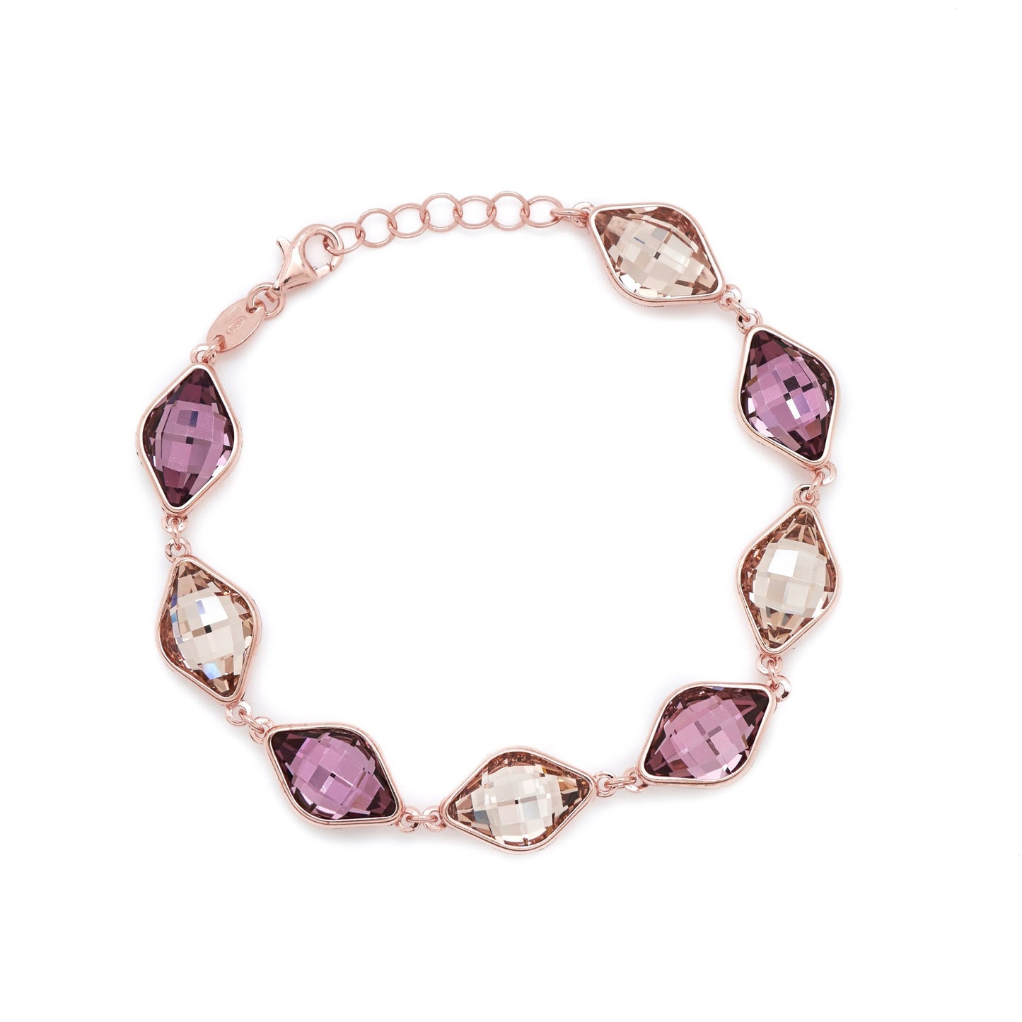 Pulsera cristal en Plata baño Oro Rosa de Classic