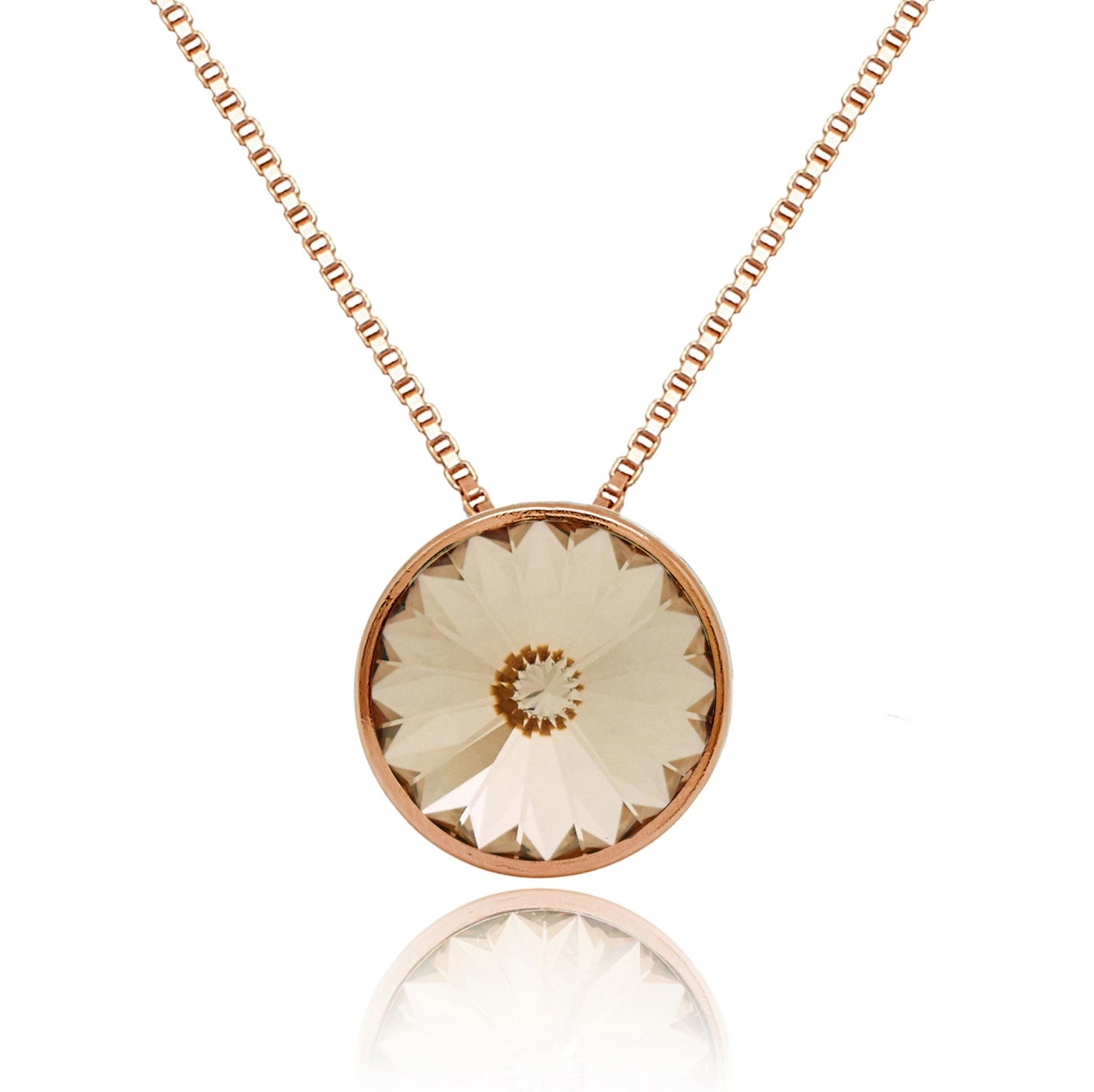 Rose Gold plated Sterling Silver Short necklace 11,5mm circle crystal from Basic