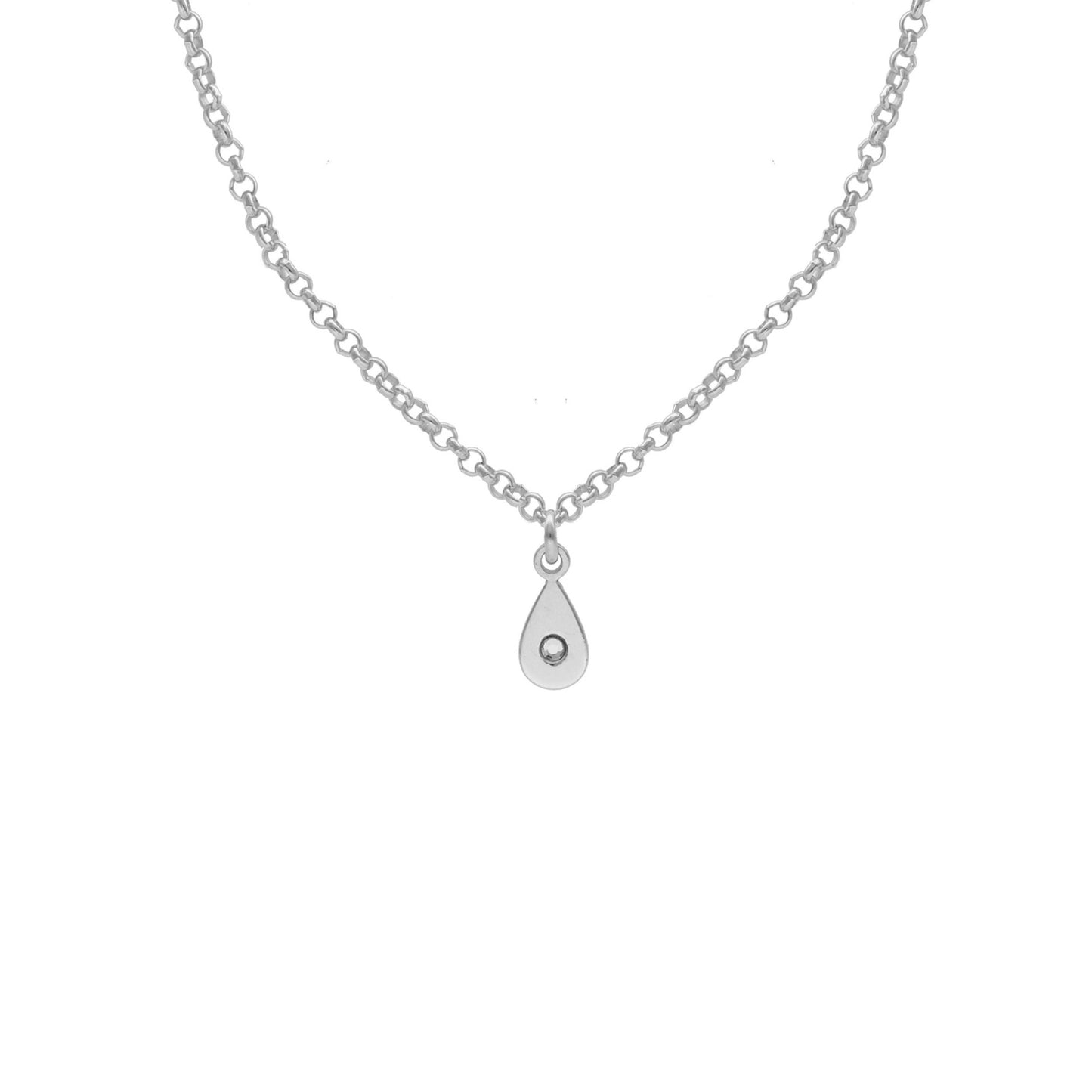 Sterling Silver Short necklace drop white crystal from Lily