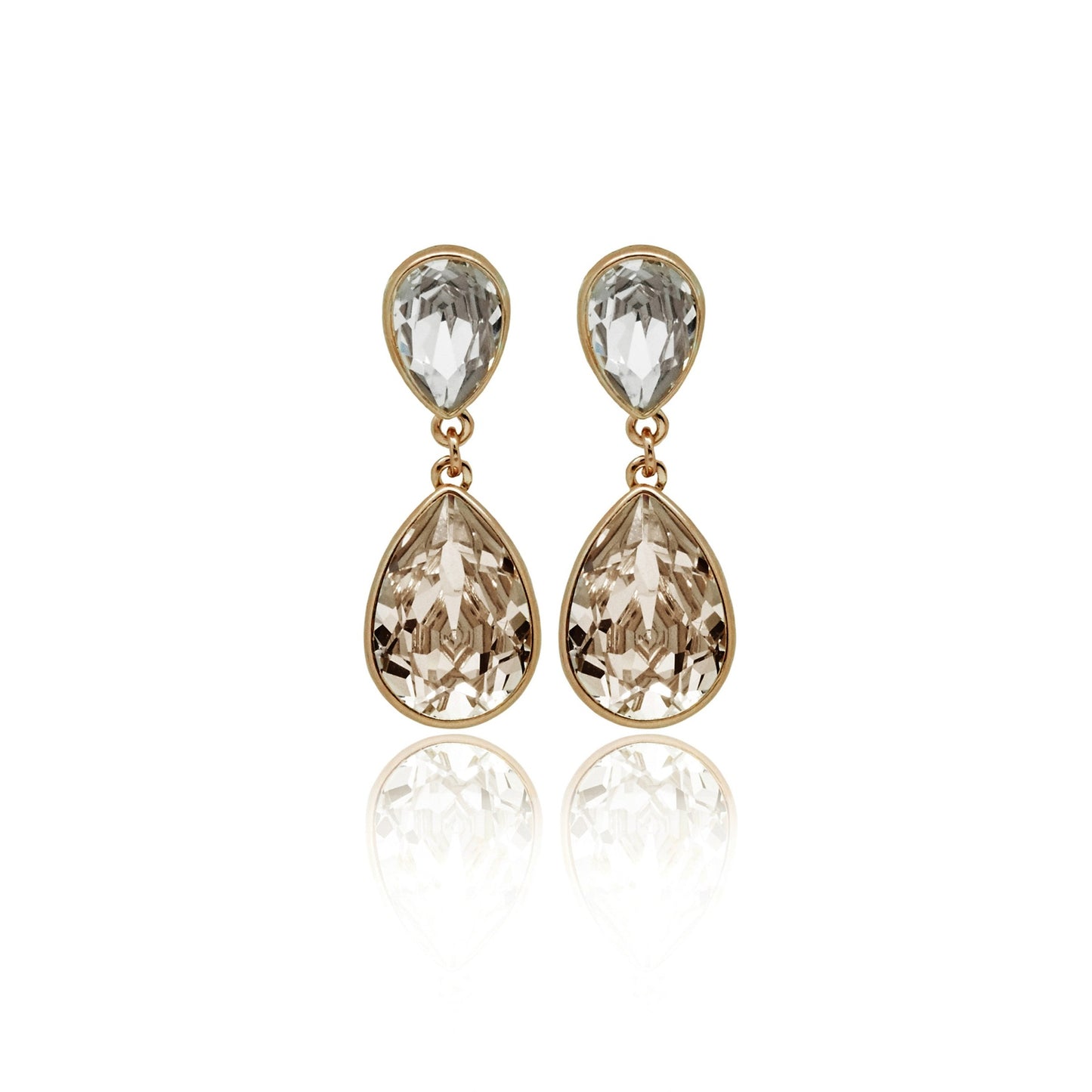 Gold plated Sterling Silver Long earrings drop crystal from Essential