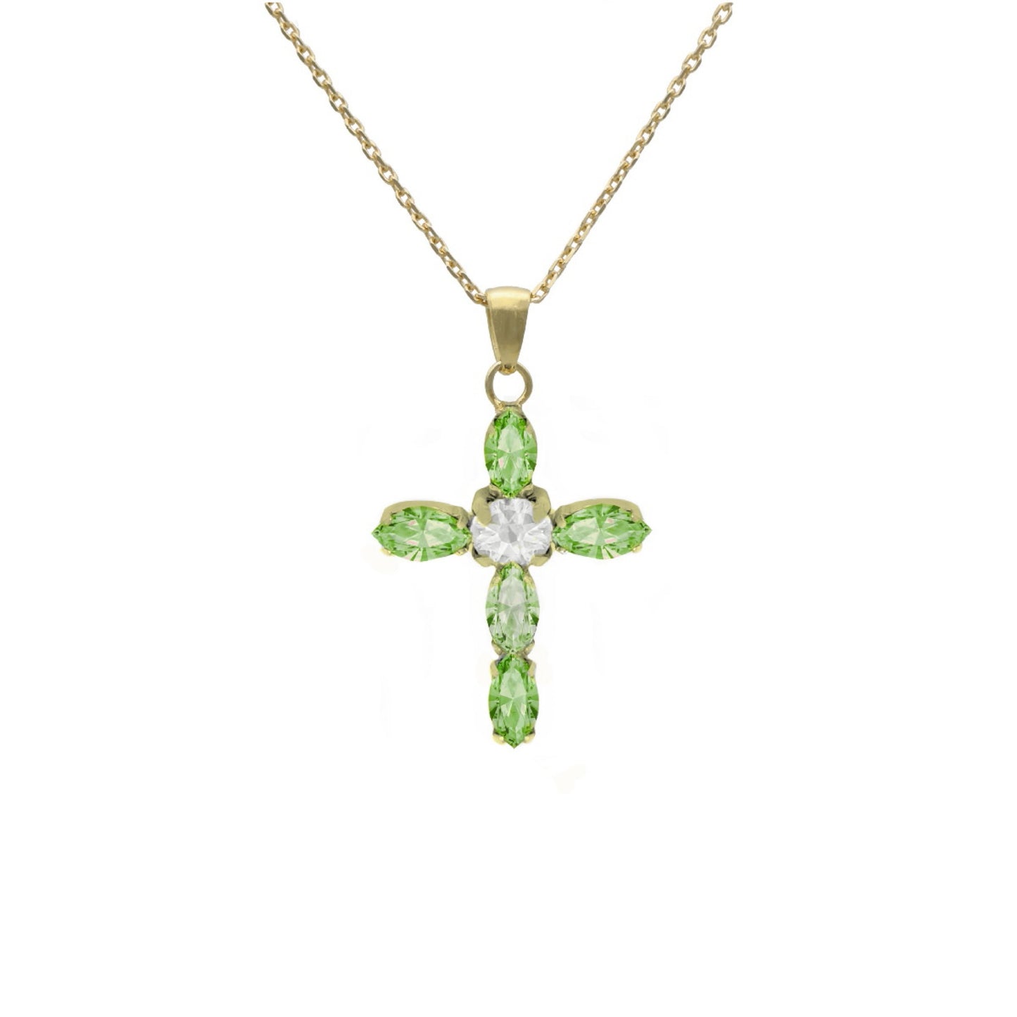 Gold plated Sterling Silver Short necklace cross crystal from Arisa