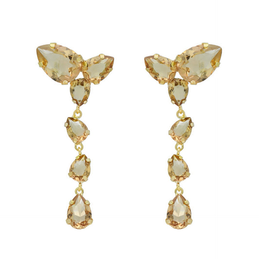 Gold plated Sterling Silver Long earrings drop crystal from Magnolia