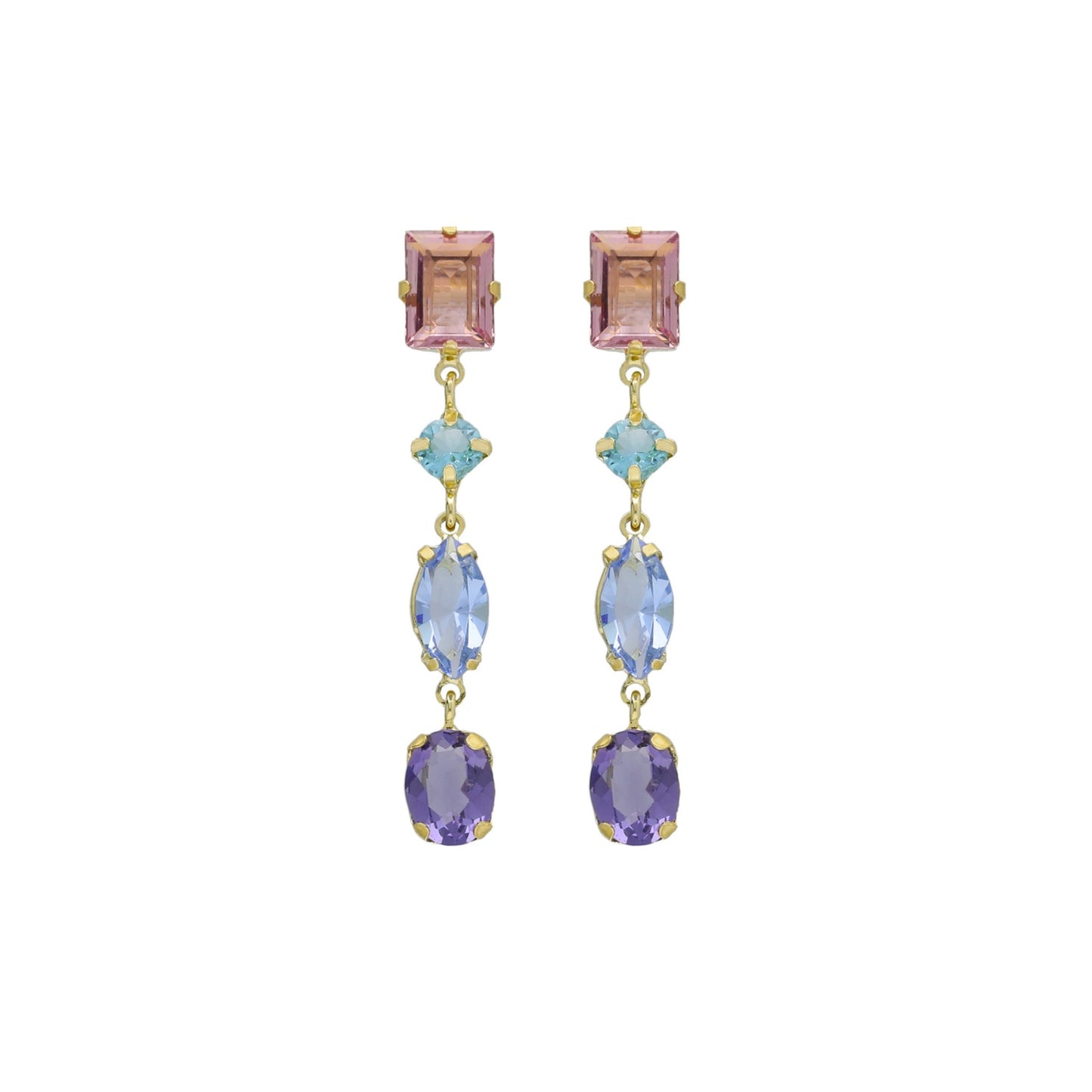 Sterling Silver Long earrings multicolor crystal from Sabina