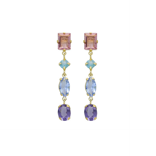 Sterling Silver Long earrings multicolor crystal from Sabina