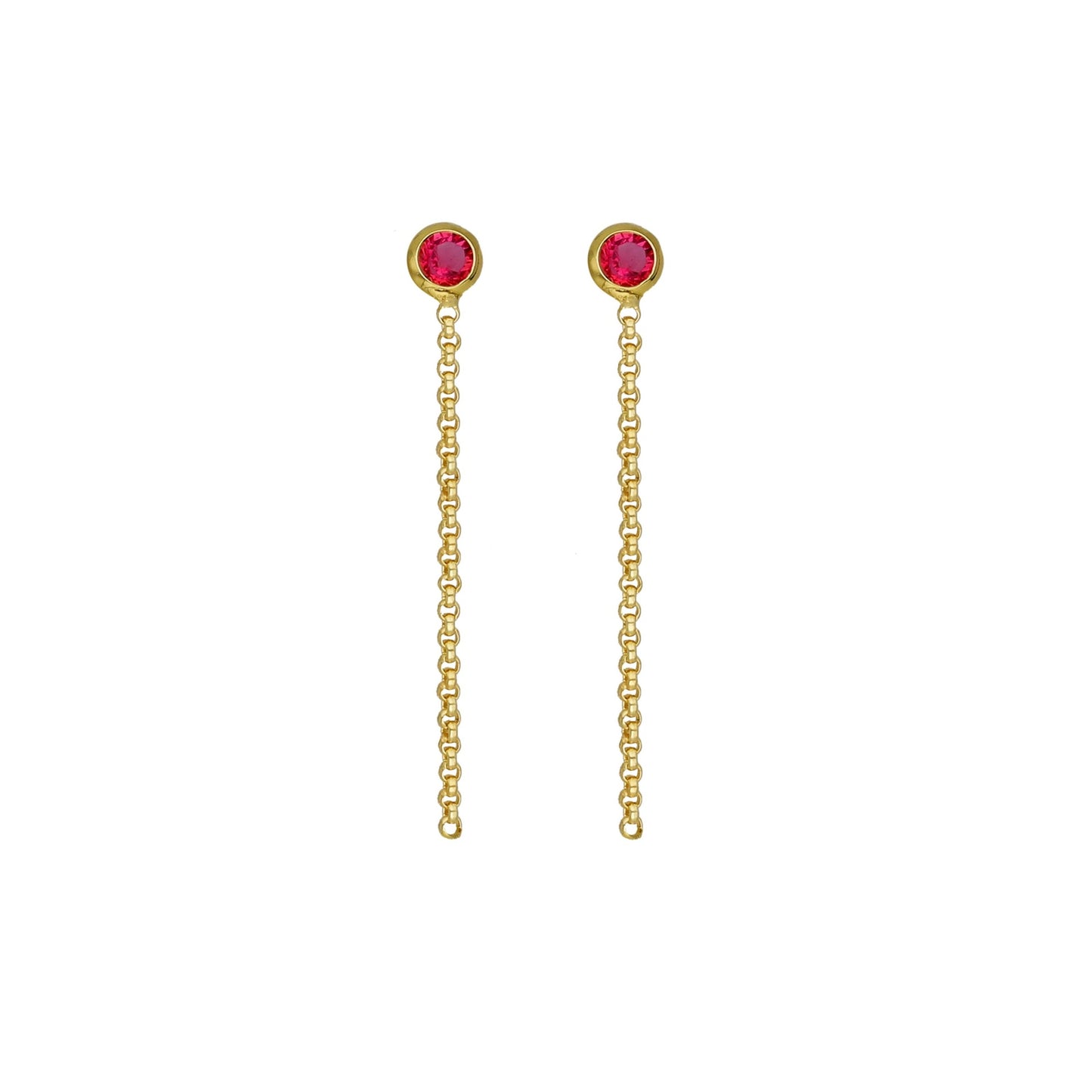 Gold plated Sterling Silver Long earrings circle crystal from Lis