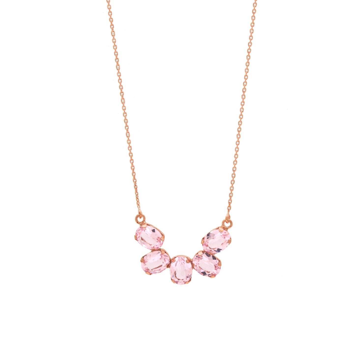 Rose Gold plated Sterling Silver Short necklace oval crystal from Aura