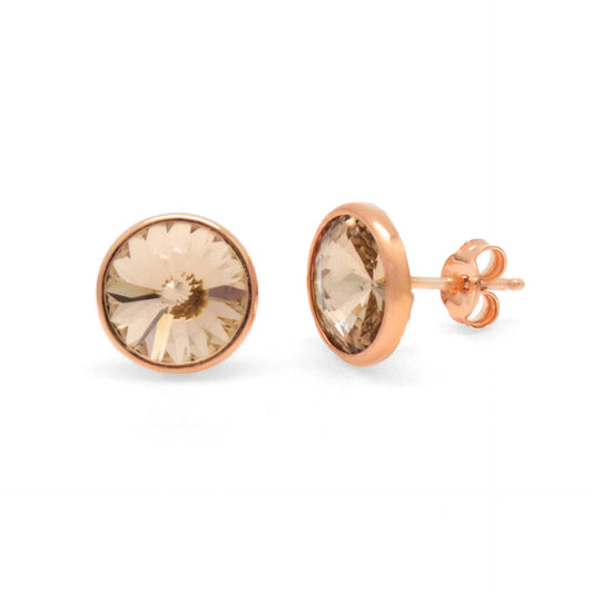 Rose Gold plated Sterling Silver Stud earrings 11,5mm circle crystal from Basic