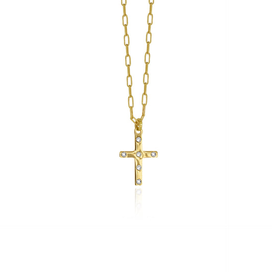 Sterling Silver Short necklace cross white crystal from Neutral