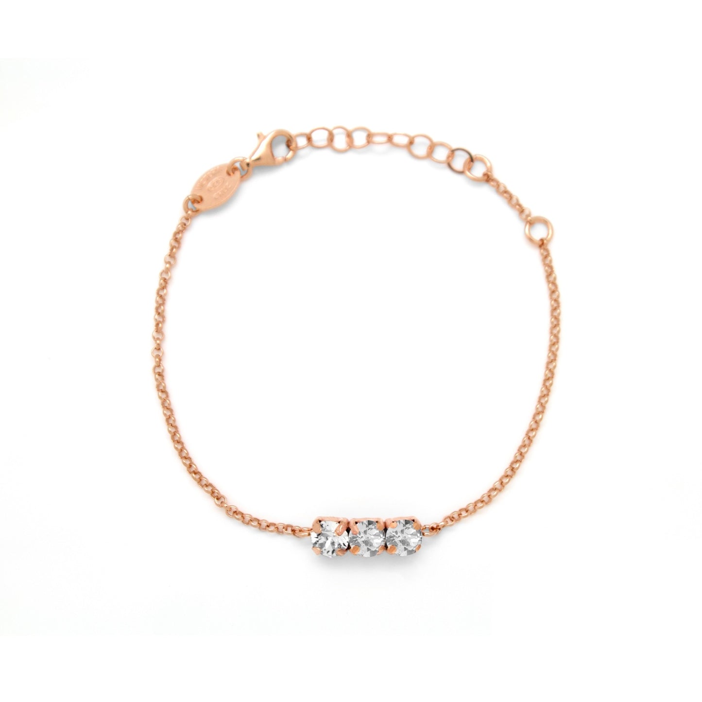 Pulsera cristal en Plata baño Oro Rosa de Aura