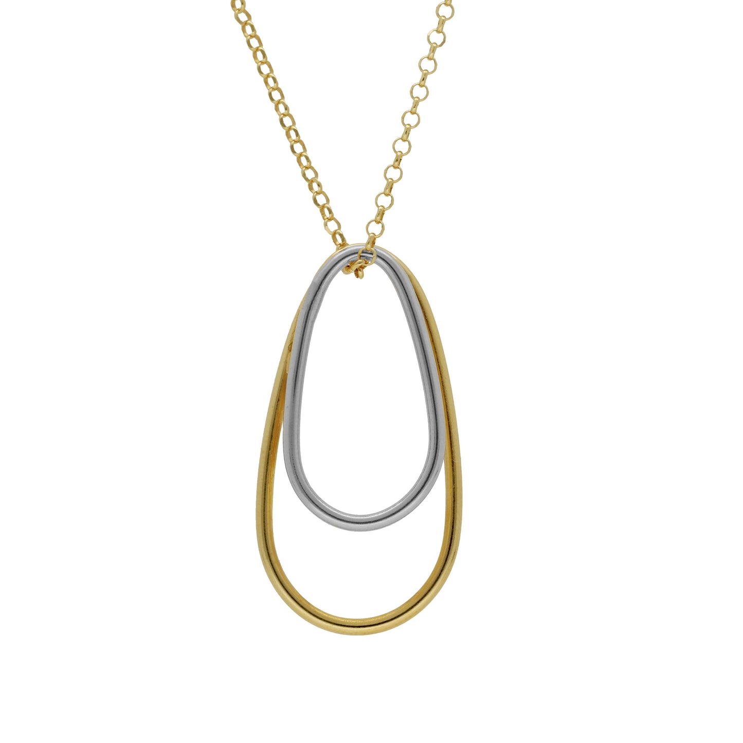 Rhodium and Gold plated Sterling Silver Short necklace drop from Copenhagen