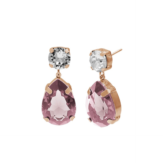 Rose Gold plated Sterling Silver Long earrings drop purple crystal from Blooming