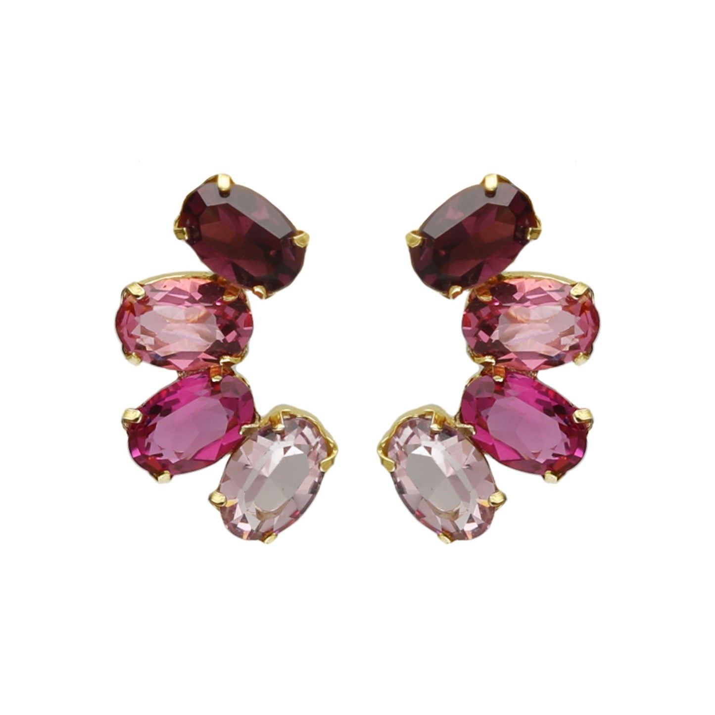 Gold plated Sterling Silver Short earrings oval crystal from Harmony