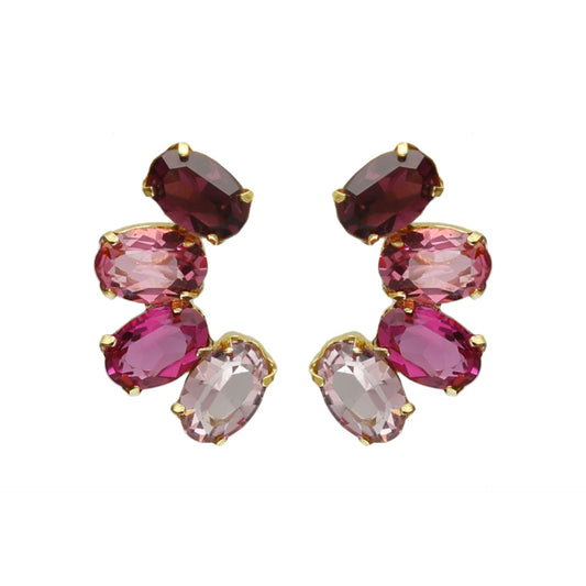 Gold plated Sterling Silver Short earrings oval crystal from Harmony