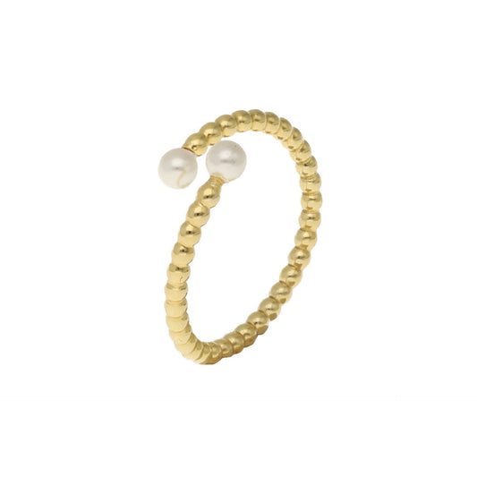 Sterling Silver Adjustable ring pearl from Paulette