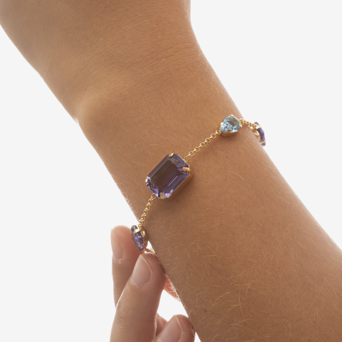 Pulsera cristal morado en Plata de Balance