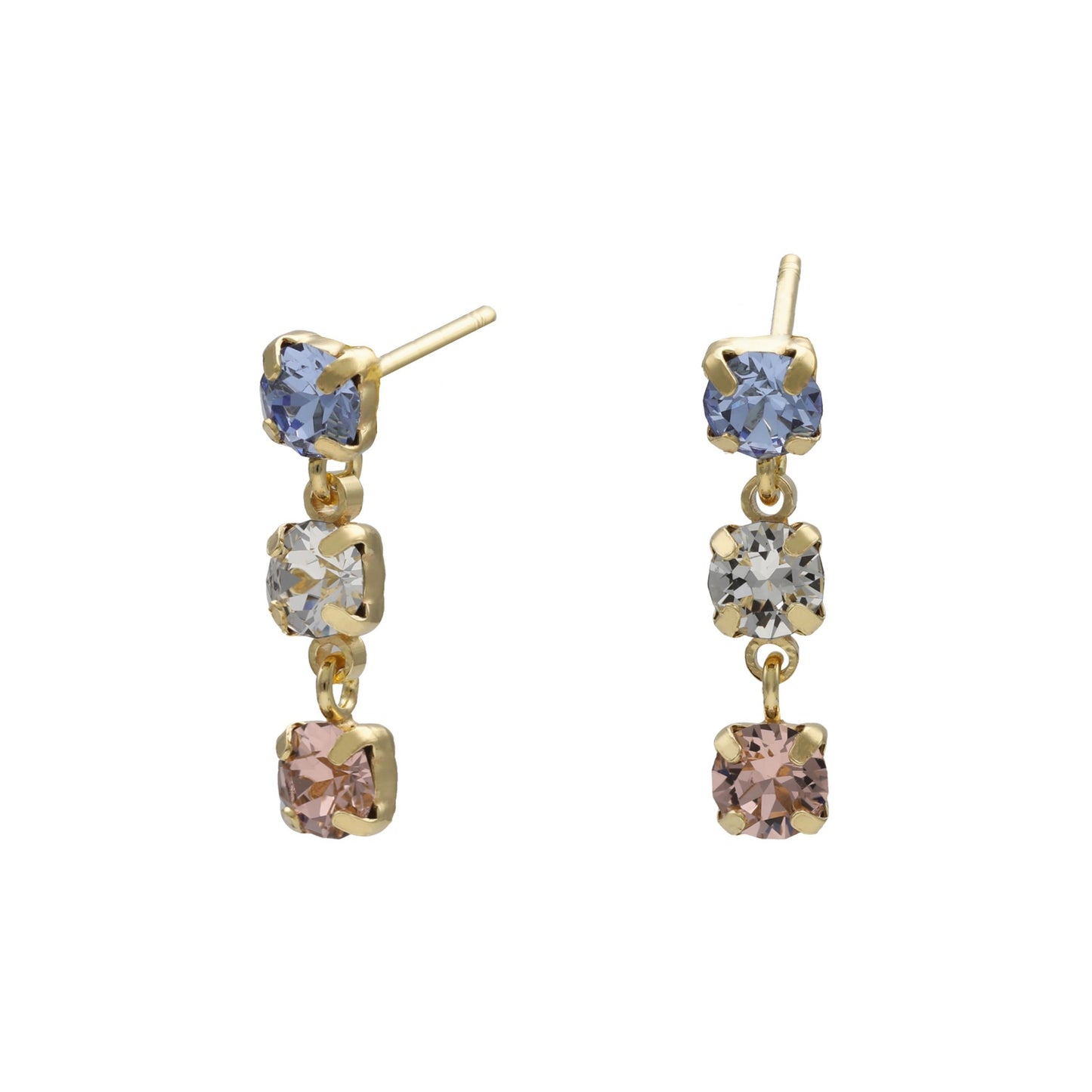 Gold plated Sterling Silver Long earrings circle multicolor crystal from Zahara