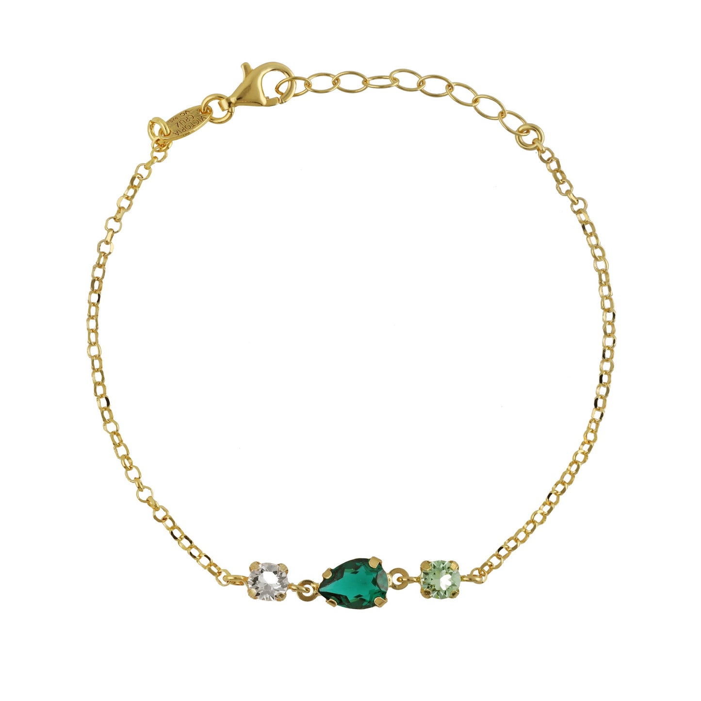 Gold plated Sterling Silver bracelet drop green crystal from Illume